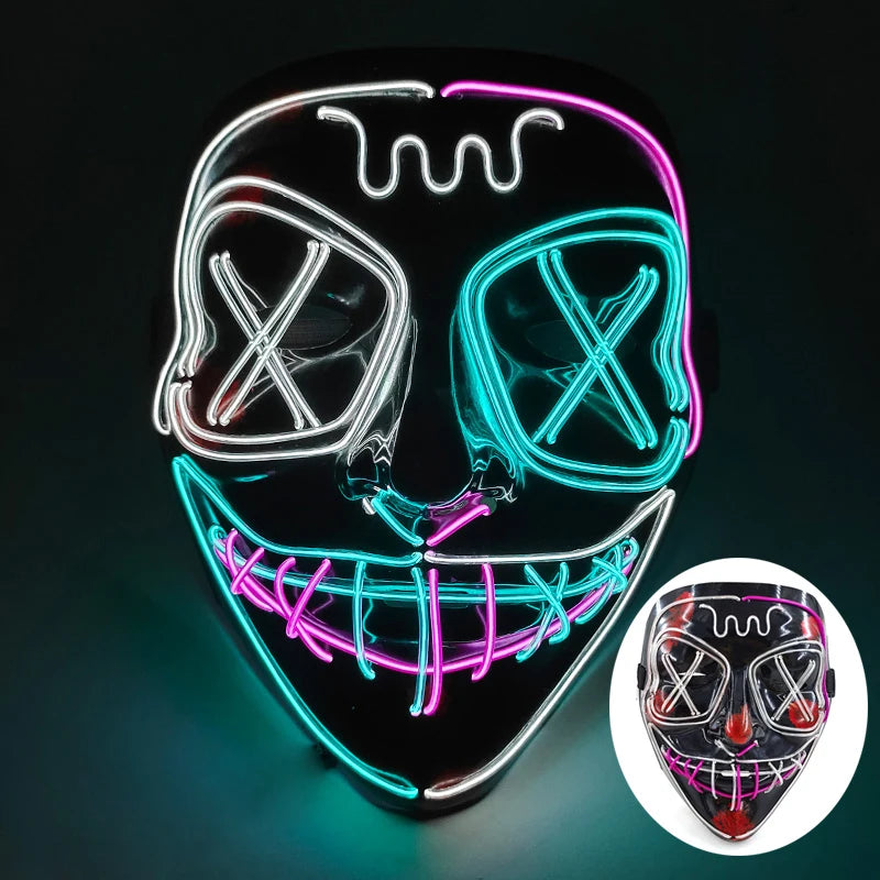 Wireless Scary Glowing Mask – LED Luminous Purge Mask for Halloween and Party Events