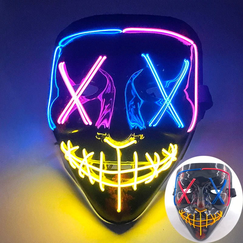 Wireless Scary Glowing Mask – LED Luminous Purge Mask for Halloween and Party Events