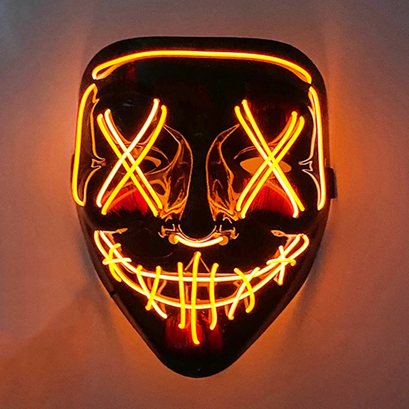 Wireless Scary Glowing Mask – LED Luminous Purge Mask for Halloween and Party Events