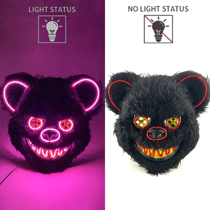 Bloody Plush Black Bear Mask – Full Face Horror Costume for Halloween & Cosplay Events