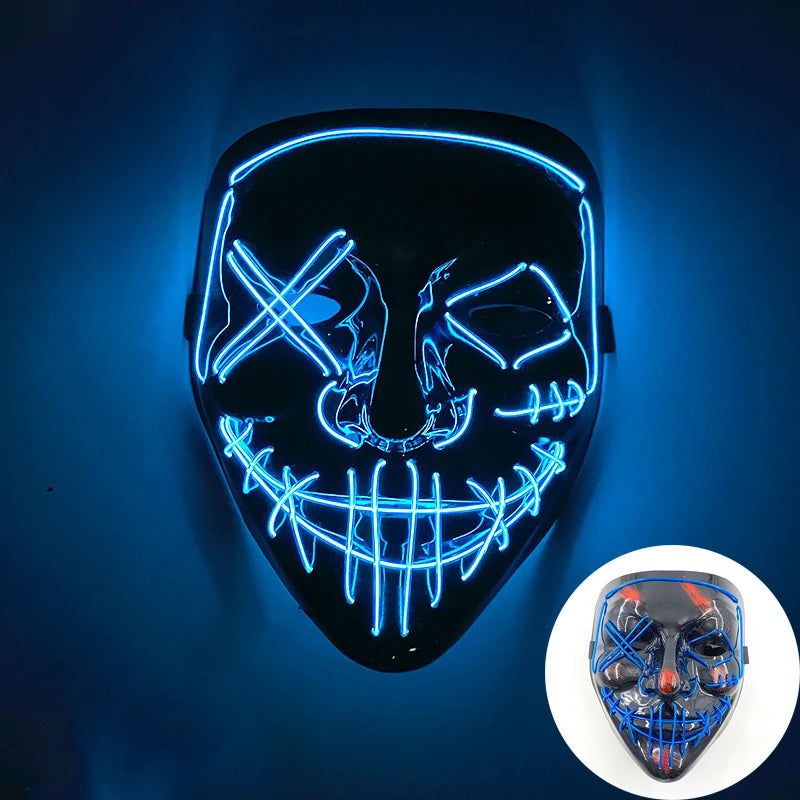 Wireless Scary Glowing Mask – LED Luminous Purge Mask for Halloween and Party Events
