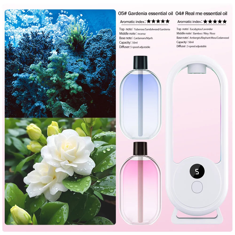 Rechargeable Portable Aroma Diffuser – Essential Oil Aromatherapy Machine with Timed Air Freshener Modes