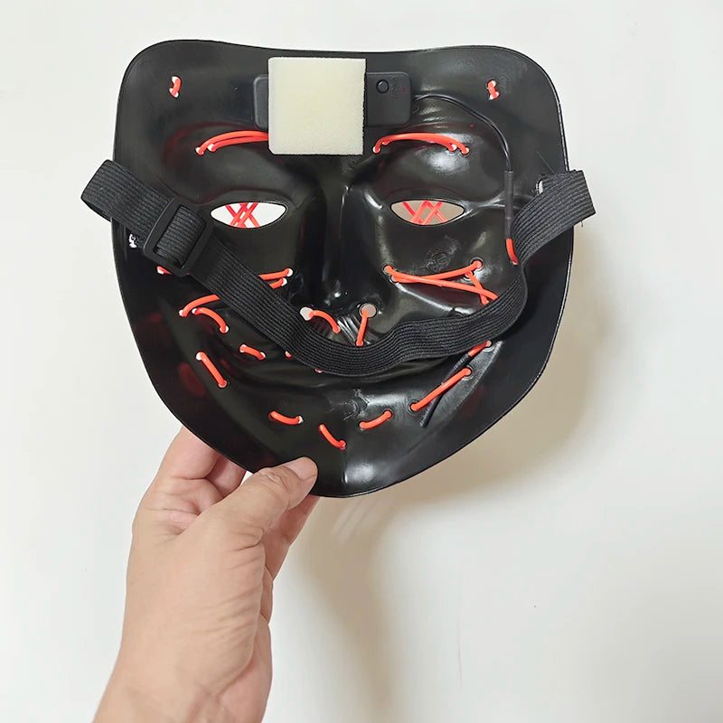 Wireless Scary Glowing Mask – LED Luminous Purge Mask for Halloween and Party Events