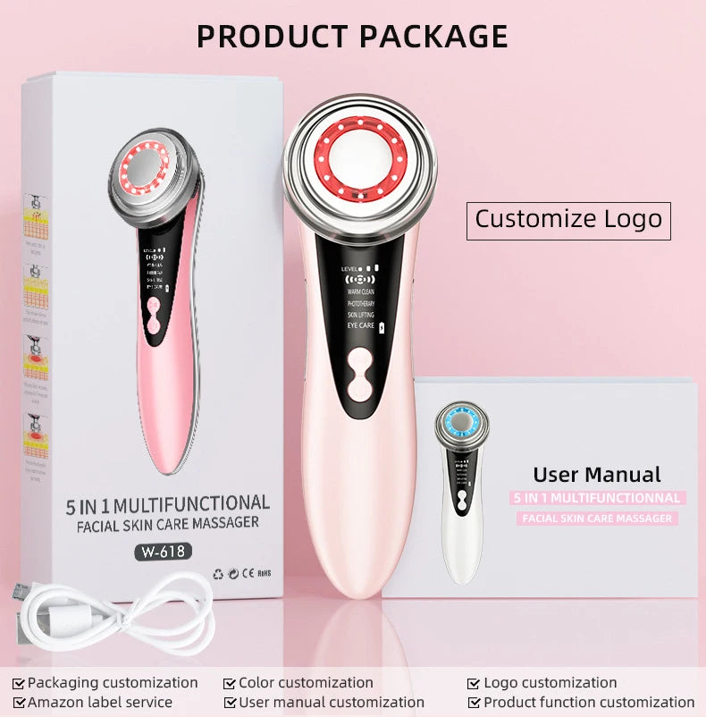 4-in-1 RF EMS Facial Massager – Wireless Skin Rejuvenation Device