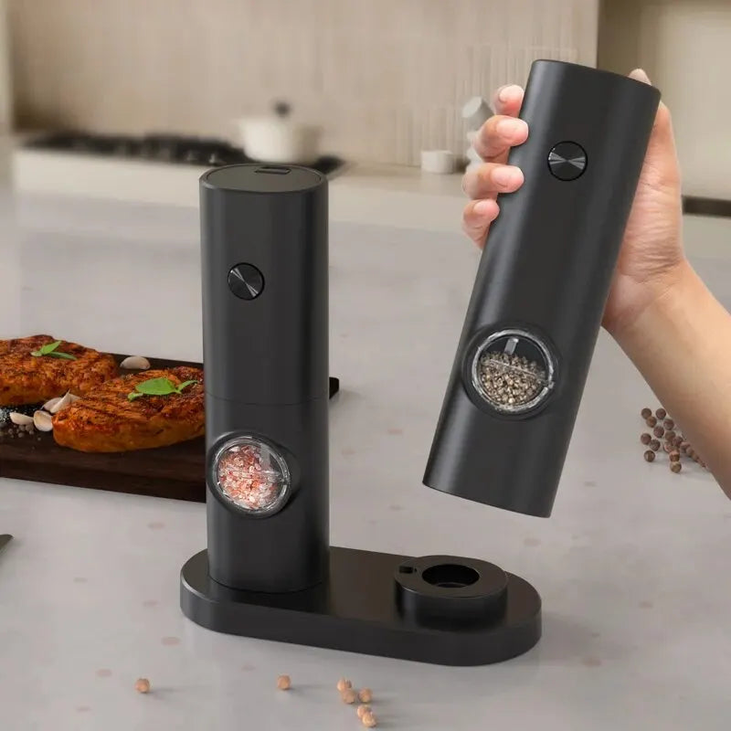 Electric Automatic Pepper and Salt Grinder – Adjustable Coarseness with LED Light