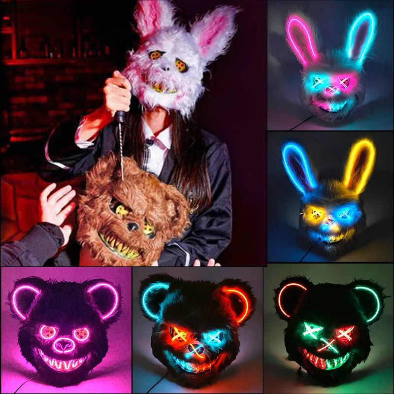 Bloody Plush Black Bear Mask – Full Face Horror Costume for Halloween & Cosplay Events