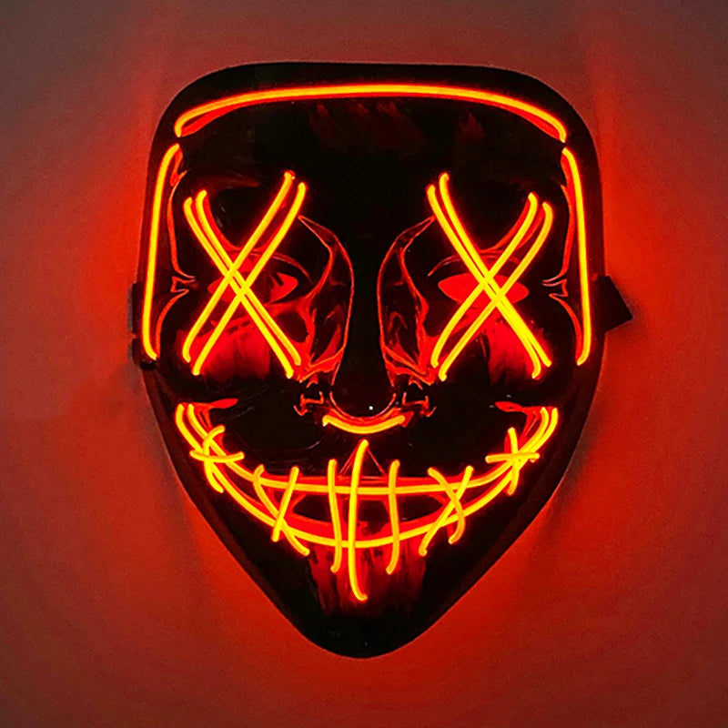 Wireless Scary Glowing Mask – LED Luminous Purge Mask for Halloween and Party Events