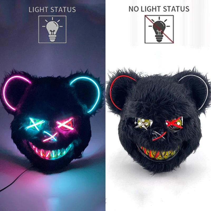 Bloody Plush Black Bear Mask – Full Face Horror Costume for Halloween & Cosplay Events