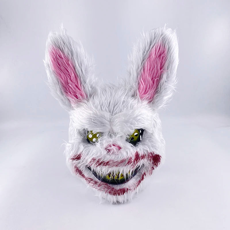 LED Glowing Bloody Bear Mask – Horror Plush Rabbit & Bear Cosplay Mask for Halloween and Festivals