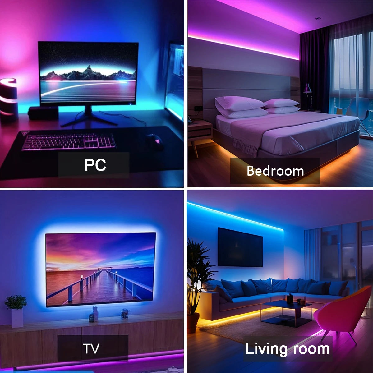 RGB LED Strip Lights – Flexible Room Lighting with App and Remote Control