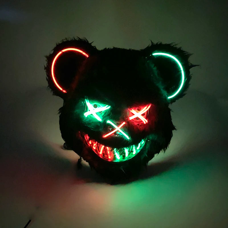 Bloody Plush Black Bear Mask – Full Face Horror Costume for Halloween & Cosplay Events