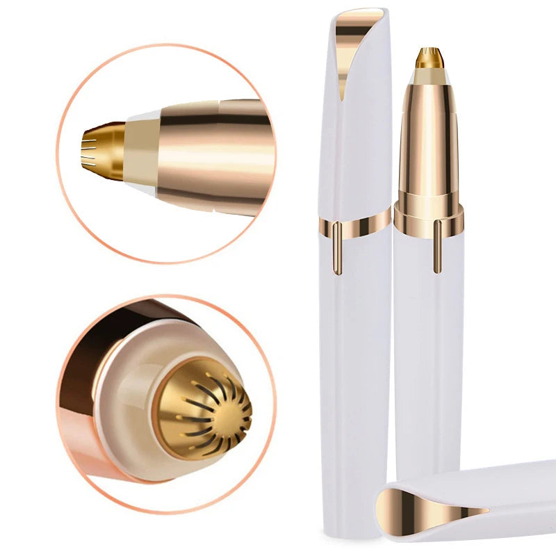 Portable Electric Eyebrow Trimmer – Mini Painless Facial Epilator with LED Light