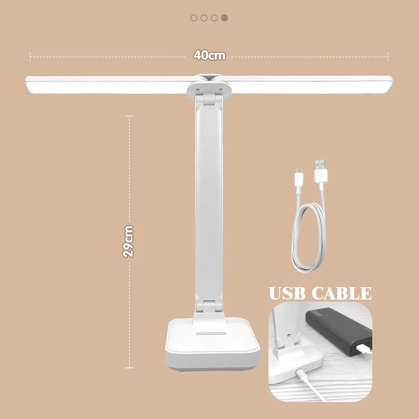 LED Desk Lamp 3 Levels Dimmable Touch Night Light USB Rechargeable Eye Protection Foldable Table Lamp