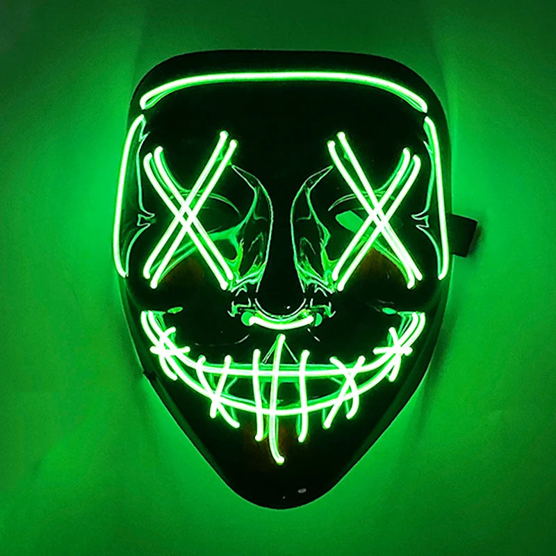Wireless Scary Glowing Mask – LED Luminous Purge Mask for Halloween and Party Events