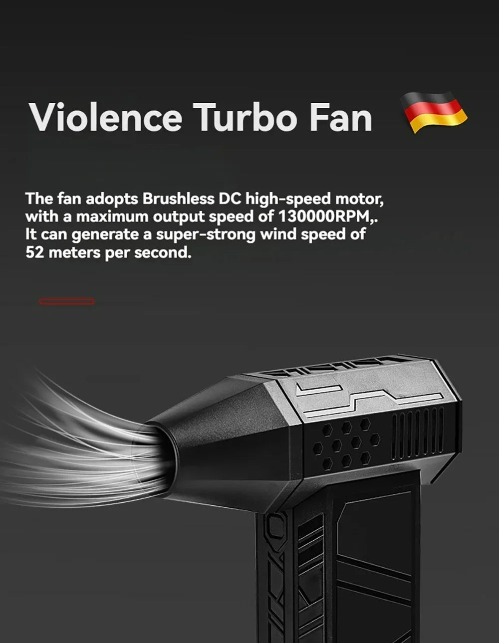 7.4V 130000RPM Brushless Mini Turbo Jet Fan – 4000mAh Rechargeable Air Blower