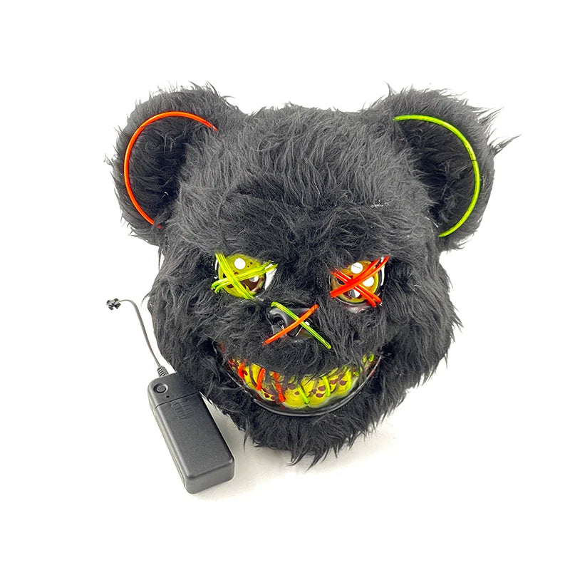 Bloody Plush Black Bear Mask – Full Face Horror Costume for Halloween & Cosplay Events