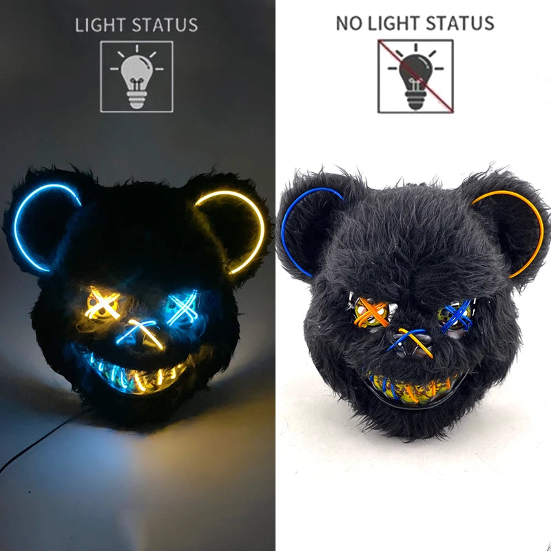 Bloody Plush Black Bear Mask – Full Face Horror Costume for Halloween & Cosplay Events