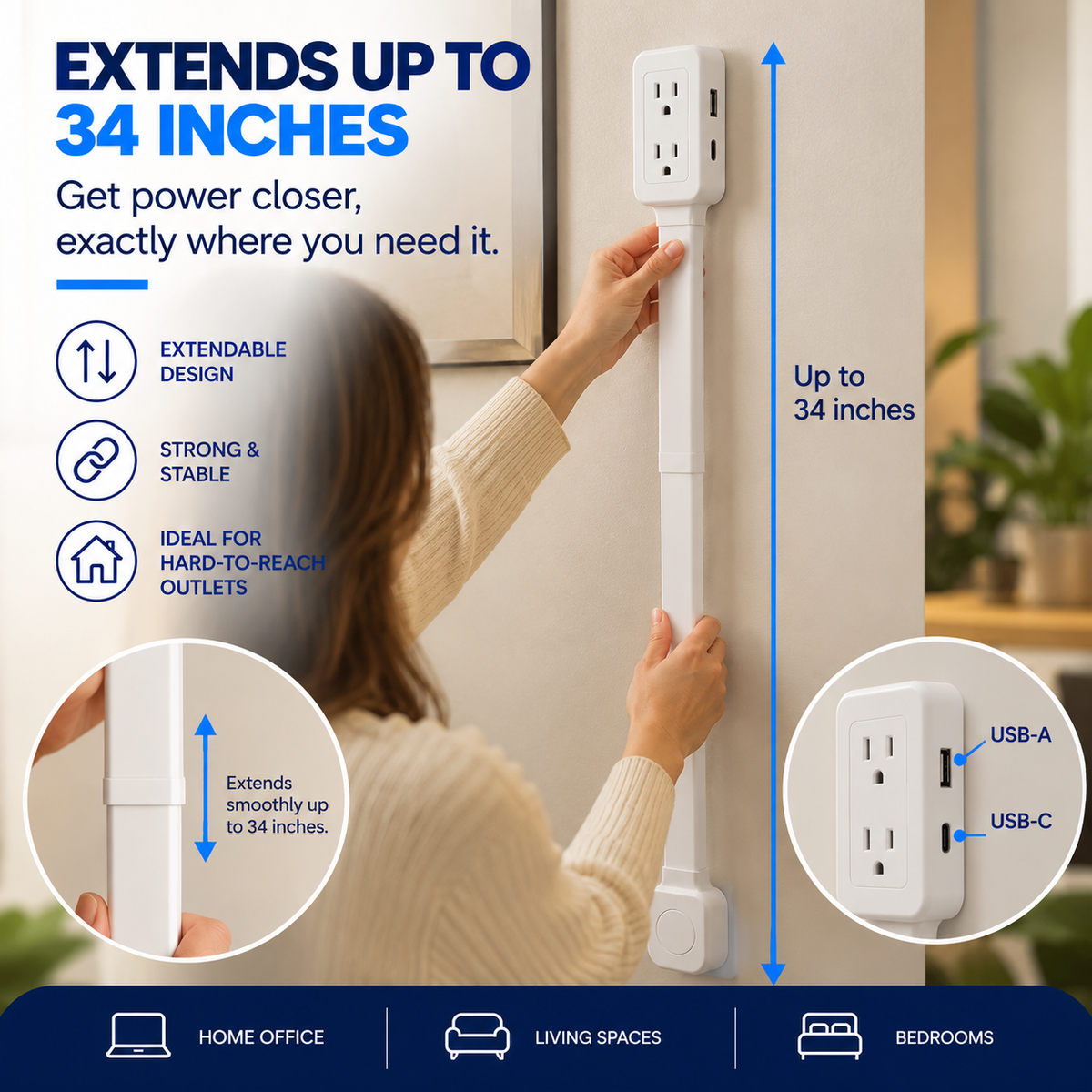 FlexCharge 180° Outlet Extender