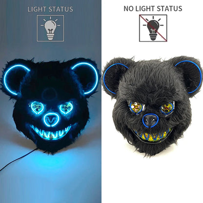 Bloody Plush Black Bear Mask – Full Face Horror Costume for Halloween & Cosplay Events