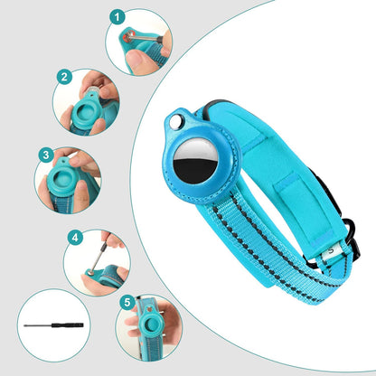 Reflective AirTag Dog Collar – Adjustable Heavy-Duty Collar with Built-In AirTag Holder
