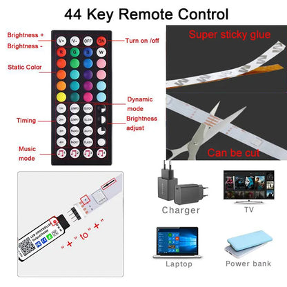 RGB LED Strip Lights – Flexible Room Lighting with App and Remote Control