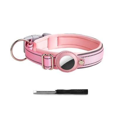Reflective AirTag Dog Collar – Adjustable Heavy-Duty Collar with Built-In AirTag Holder