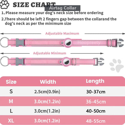 Reflective AirTag Dog Collar – Adjustable Heavy-Duty Collar with Built-In AirTag Holder