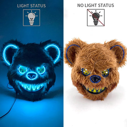 Bloody Plush Black Bear Mask – Full Face Horror Costume for Halloween & Cosplay Events