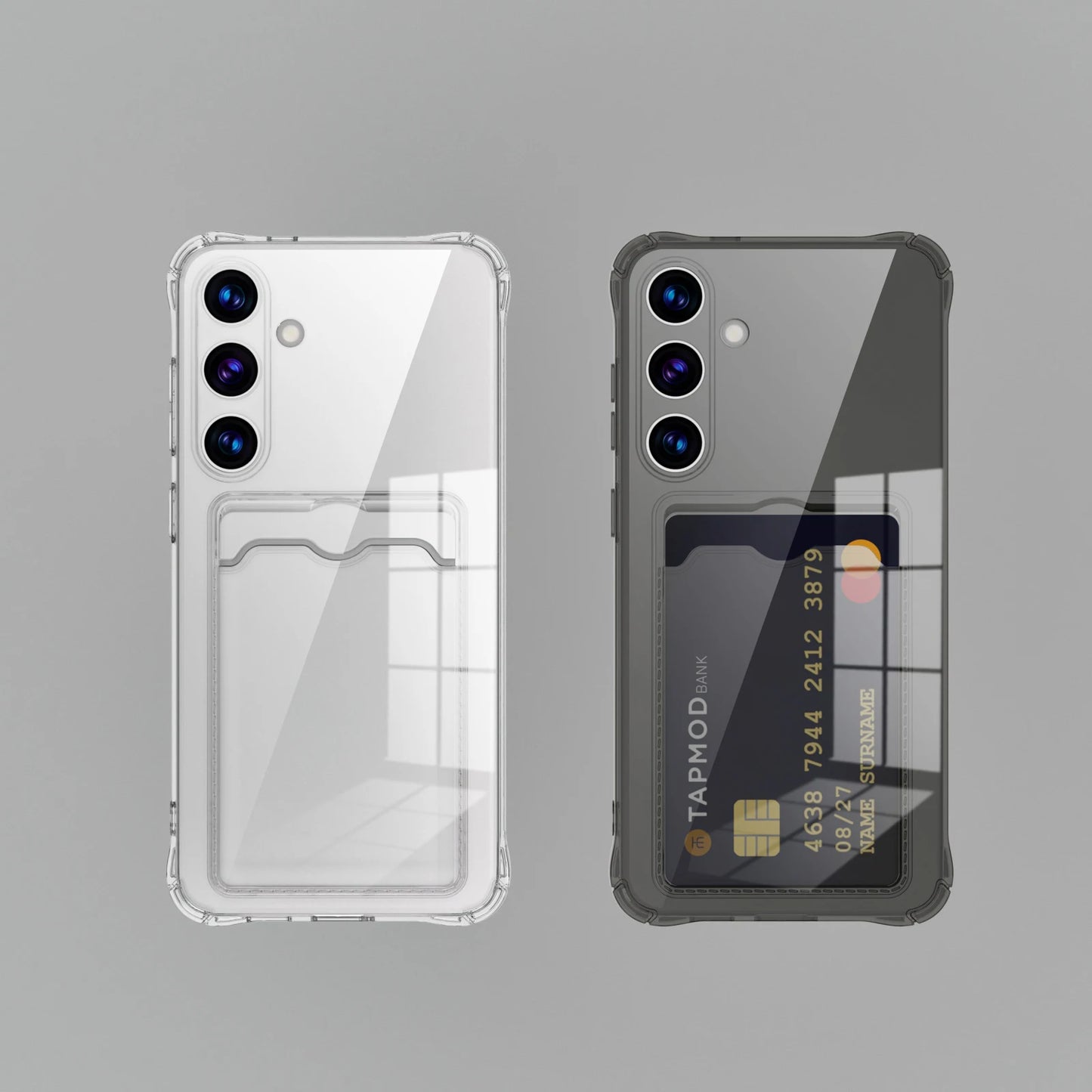 Transparent Card Slot Silicone Case for Samsung Galaxy