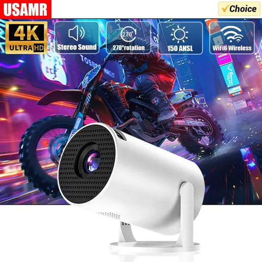 USAMR HY200 1080P Portable Projector – 270° Adjustable Mini Home Theater with Speaker & HDMI/USB Input