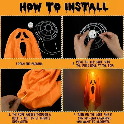 Halloween Hanging Ghost Decoration – Light-Up Flying Ghost for Indoor & Outdoor Halloween Parties
