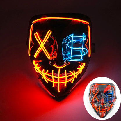 Wireless Scary Glowing Mask – LED Luminous Purge Mask for Halloween and Party Events