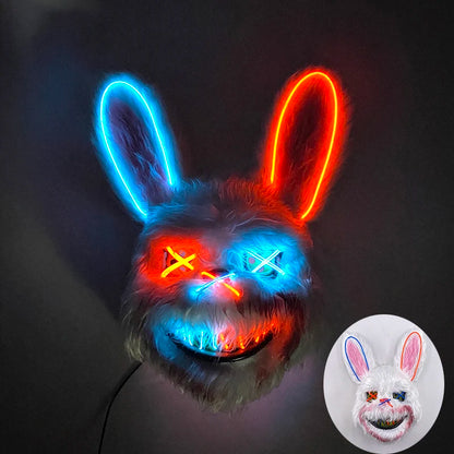 LED Glowing Bloody Bear Mask – Horror Plush Rabbit & Bear Cosplay Mask for Halloween and Festivals