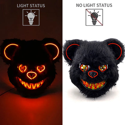 Bloody Plush Black Bear Mask – Full Face Horror Costume for Halloween & Cosplay Events