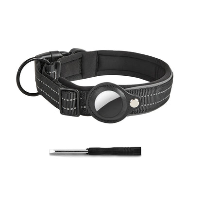 Reflective AirTag Dog Collar – Adjustable Heavy-Duty Collar with Built-In AirTag Holder