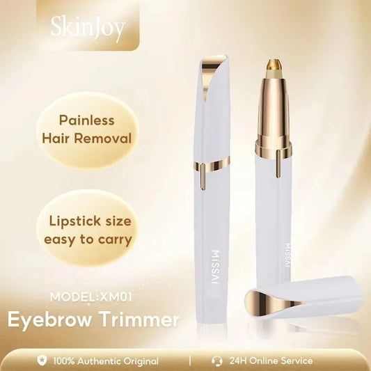 Portable Electric Eyebrow Trimmer – Mini Painless Facial Epilator with LED Light