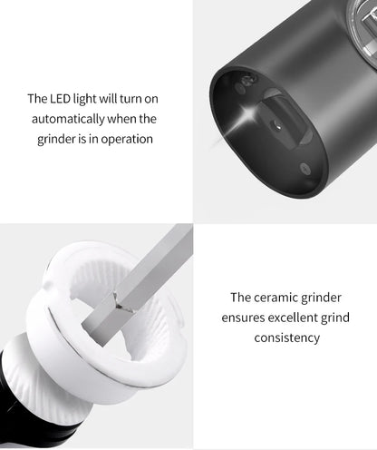 Electric Automatic Pepper and Salt Grinder – Adjustable Coarseness with LED Light