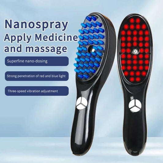 Electric Spray Massage Comb – LED Hair Growth & Scalp Care Vibration Massager Brush