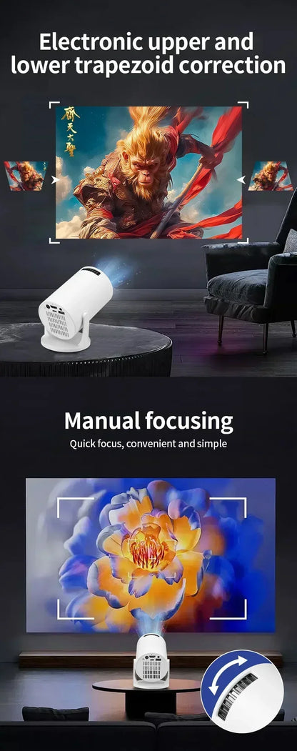 USAMR HY200 1080P Portable Projector – 270° Adjustable Mini Home Theater with Speaker & HDMI/USB Input