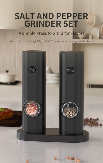 Electric Automatic Pepper and Salt Grinder – Adjustable Coarseness with LED Light