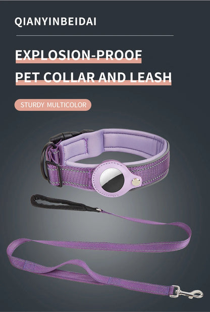 Reflective AirTag Dog Collar – Adjustable Heavy-Duty Collar with Built-In AirTag Holder
