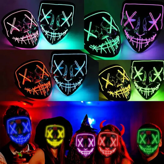 Wireless Scary Glowing Mask – LED Luminous Purge Mask for Halloween and Party Events
