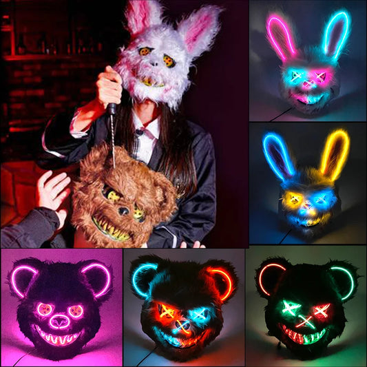 Bloody Plush Black Bear Mask – Full Face Horror Costume for Halloween & Cosplay Events