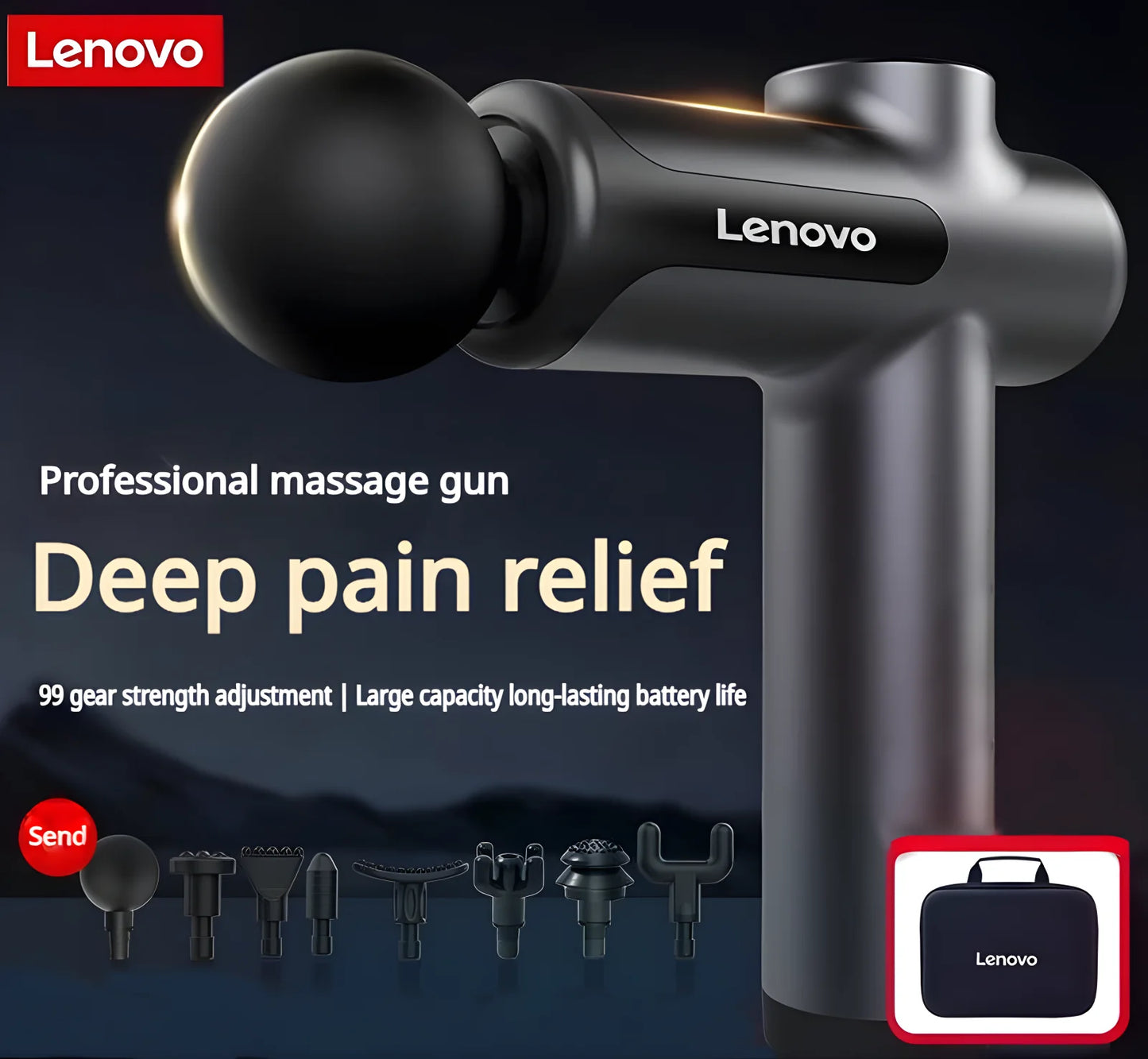 Lenovo Deep Tissue Massage Gun for Muscle Recovery and Relaxation