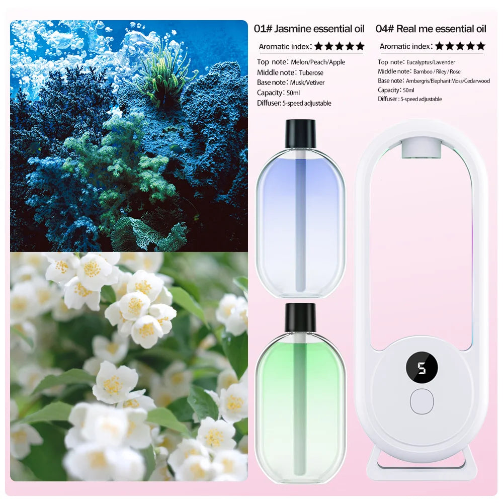 Rechargeable Portable Aroma Diffuser – Essential Oil Aromatherapy Machine with Timed Air Freshener Modes