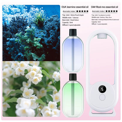 Rechargeable Portable Aroma Diffuser – Essential Oil Aromatherapy Machine with Timed Air Freshener Modes