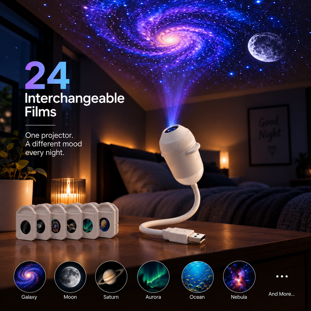 Lámpara Proyectora de Cielo Estrellado 360°